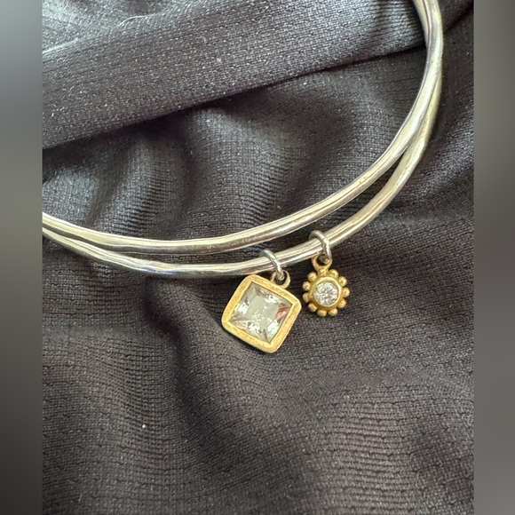 Silpada “in the mix” 925 silver bangle with CZ and brass - Picture 2 of 6